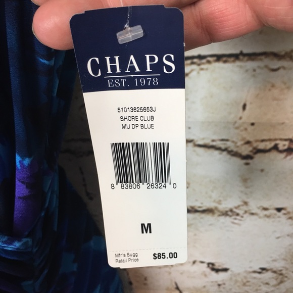 ❌SOLD❌Chaps Drape Front Ruched Poly Dress - Picture 5 of 8